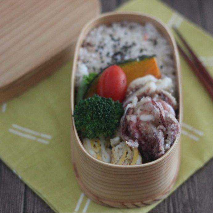 天然魚クエスト第3弾！①「いかげそいしる竜田揚げ弁当」