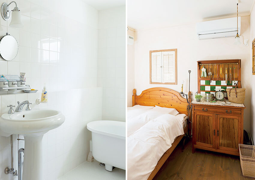 外国の家のようなバスルームと寝室