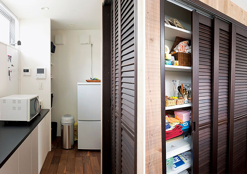 ぐるりと回れる、収納たっぷりのパントリー