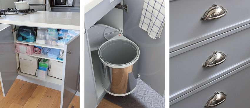 クラシカルなデザインのキッチン収納