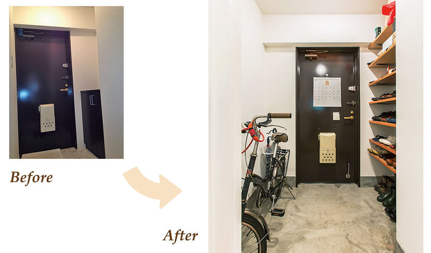 たたきを広げてゆとりのある玄関