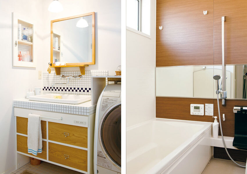 コムハウスの洗面台と上階用のシステムバス