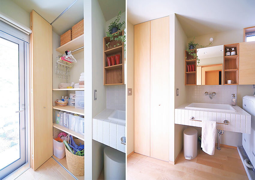 洗濯物をかけられる洗面室