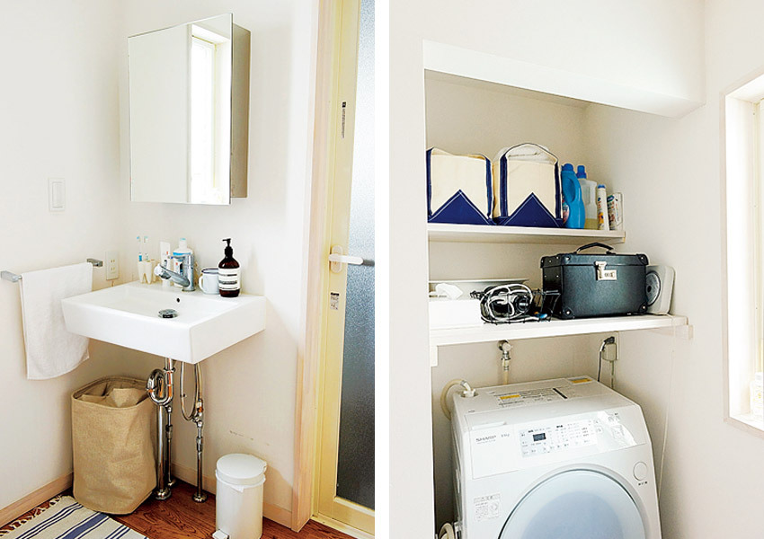 収納たっぷりの洗面室