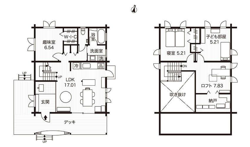 ２階建ての家の間取り図