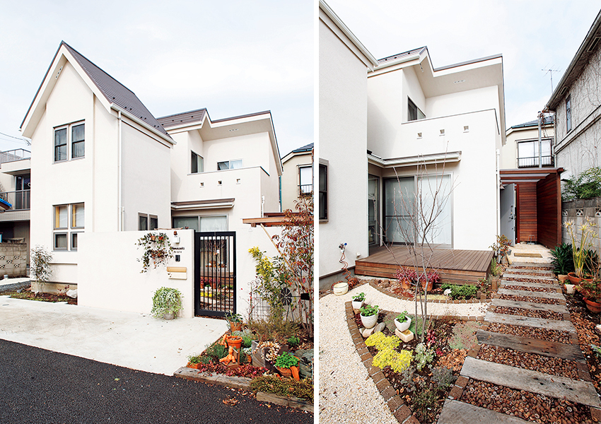 白の「ジョリコート」でシンプルに仕上げた外観