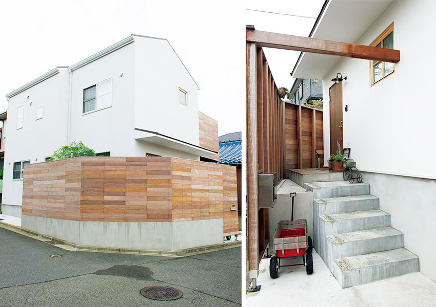 ランダムな木の色もアクセントの外観