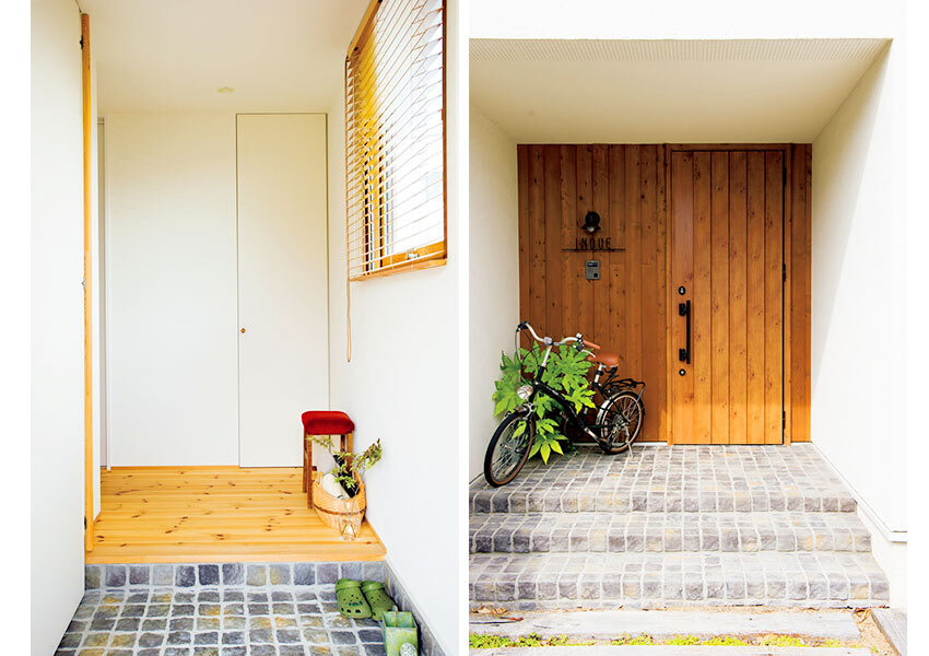 ナチュラルな素材感をプラスしたシンプルな玄関