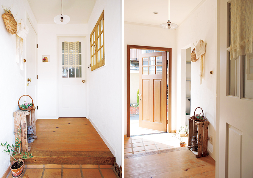 古材を使ってラフな表情をプラスした玄関