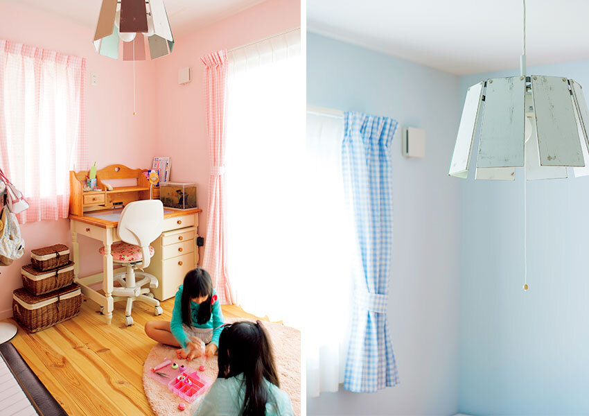 ピンクとブルーがテーマカラーの子供部屋