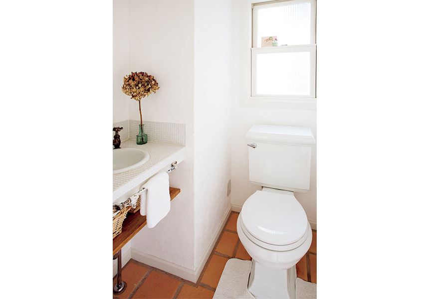 壁に消臭効果のあるしっくいを塗ったトイレ