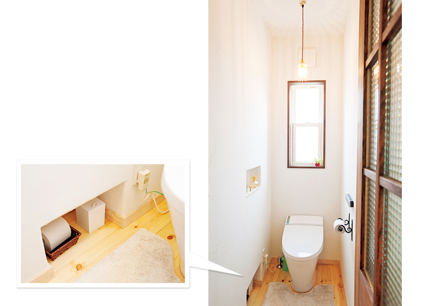 ビーズランプがアクセントのトイレ