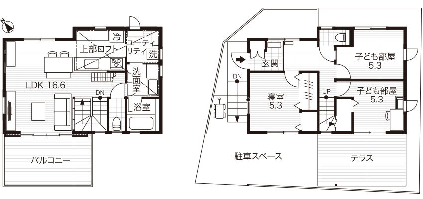 2階建ての家の間取り図