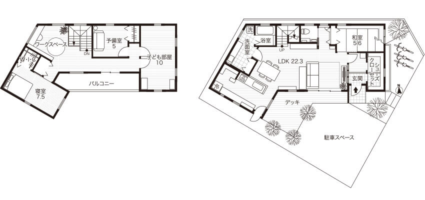 2階建ての家の間取り図