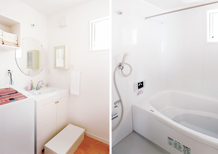 タイル仕上げの洗面室&浴室