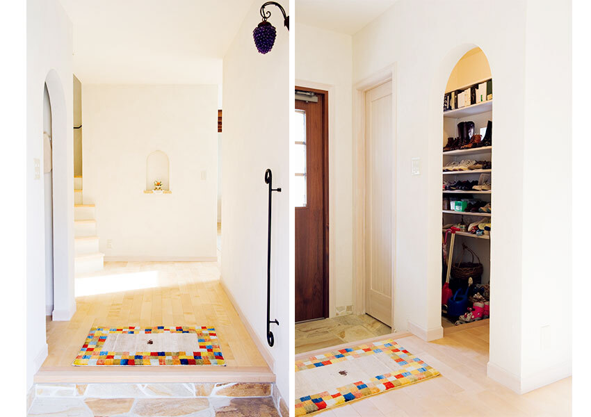 たたきのエスティアストーンが味わい深い玄関