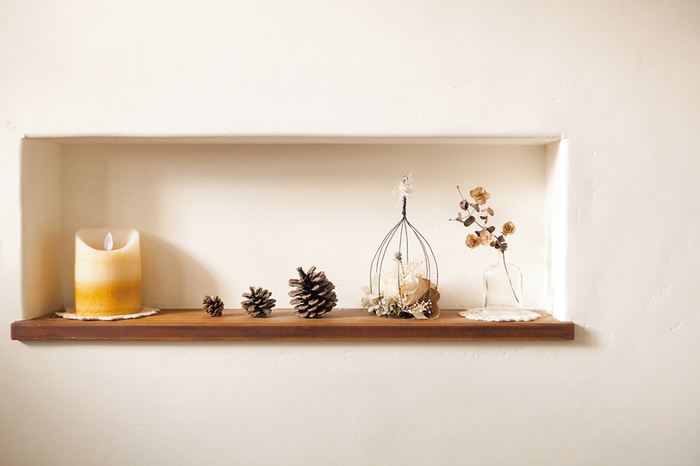 塗り壁がやさしい表情のニッチ