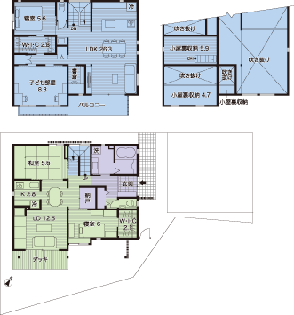 水回りと親の寝室をなるべく離したレイアウトの間取り