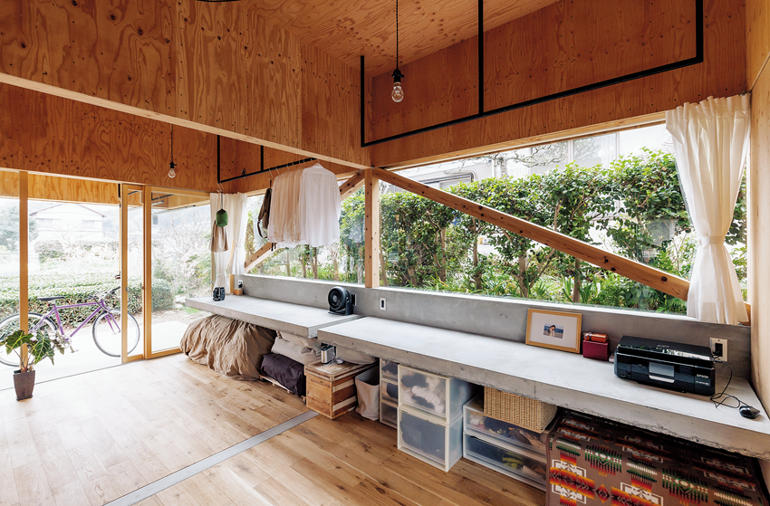 テラス付きの寝室