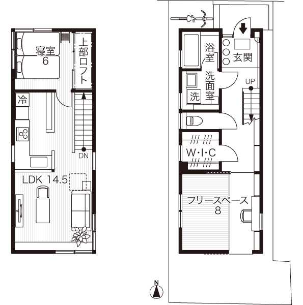 2階建ての家の間取り図